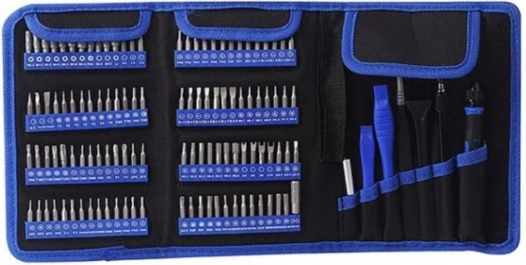 Set de unelte de service pentru repararea telefoanelor, tabletelor și notebookurilor (112 biți) în husă