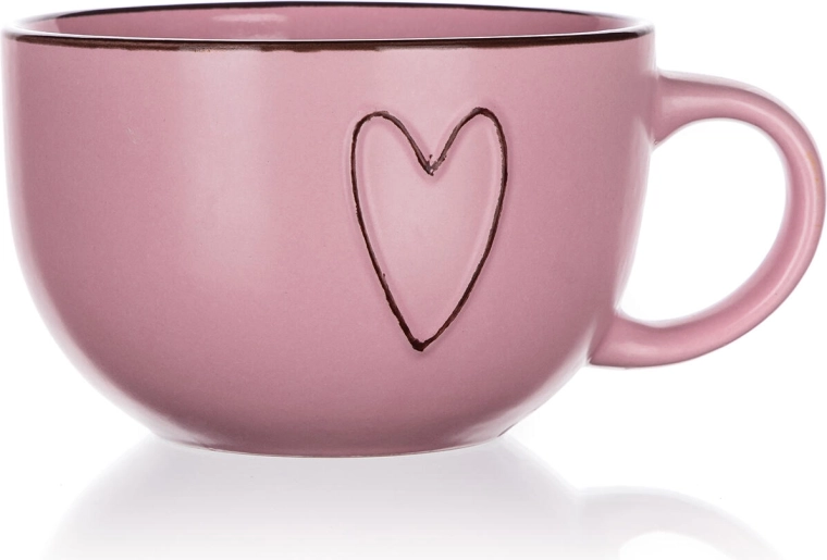 Cană jumbo Heart roz 730 ml din ceramică