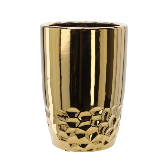 Ghiveci ceramic decorativ 30,5 × 30,5 × 42,5 cm auriu