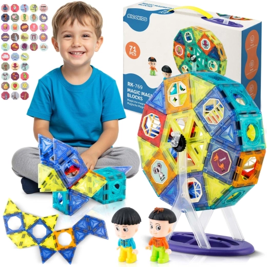 Set de construcție magnetică cu roată panoramică Ricokids