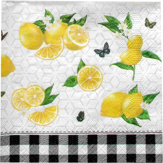 Șervețele cu motiv de lămâi, 3 straturi, 33 × 33 cm