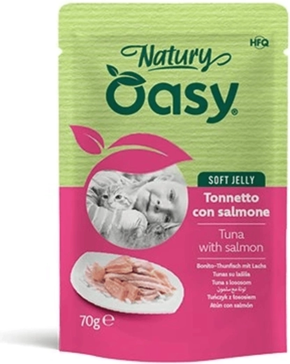 Oasy Natury Soft Jelly – ton de pește cu somon în aspic, 70 g
