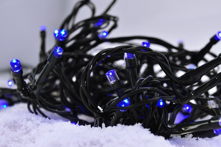 Solight lanț luminos LED de Crăciun 3 m, 20 LED, lumină albastră, cablu verde