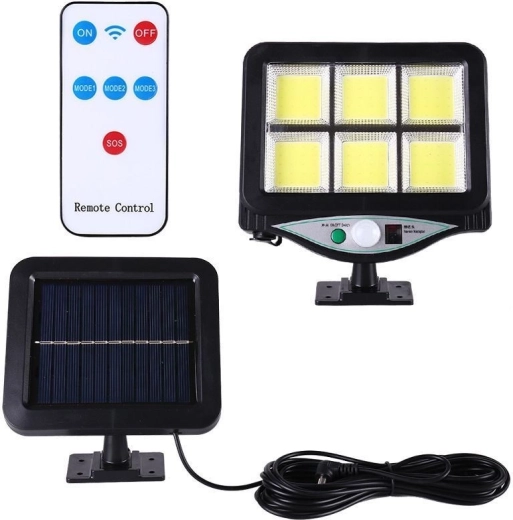 Lampă LED solară cu senzor de mișcare PIR și senzor crepuscular + telecomandă