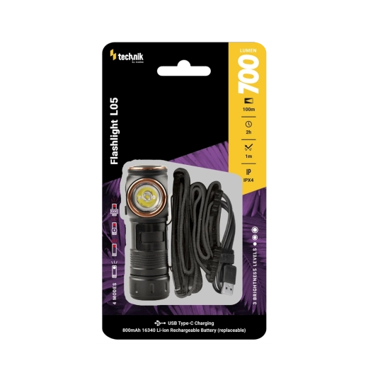 Technik L05 lanternă pentru cap și de buzunar SST20, 700 lm, USB‑C