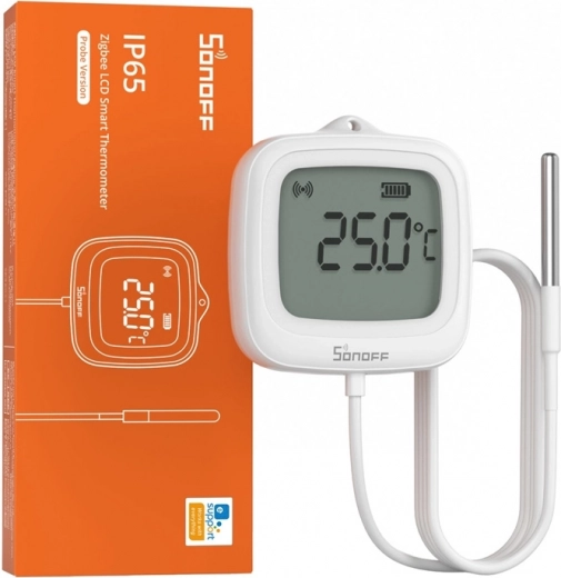 Senzor de temperatură Zigbee SONOFF SNZB-02LD cu ecran LCD și sondă