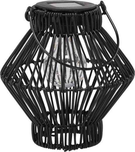 Lampion metalic solar negru 19 cm cu LED