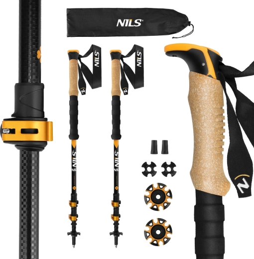 Bețe de trekking NILS TK8605 din aluminiu 7075 cu mâner de plută