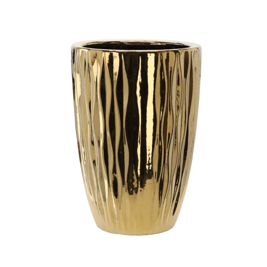 Ghiveci ceramic pentru flori 37 × 37 × 46 cm – finisaj auriu lucios