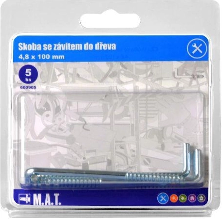 Cârlig cu filet pentru lemn 100 × 4,8 mm, zincat (5 buc.)