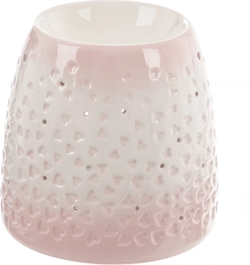 Lampă aromatică ceramică inimă roz-albă 13 cm