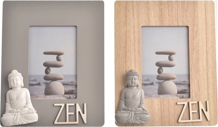 Rama foto din lemn cu motiv Buddha 20 × 20 cm