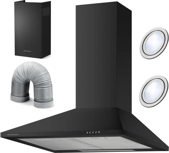 Hotă decorativă tip șemineu 60 cm Berdsen BT-214 negru