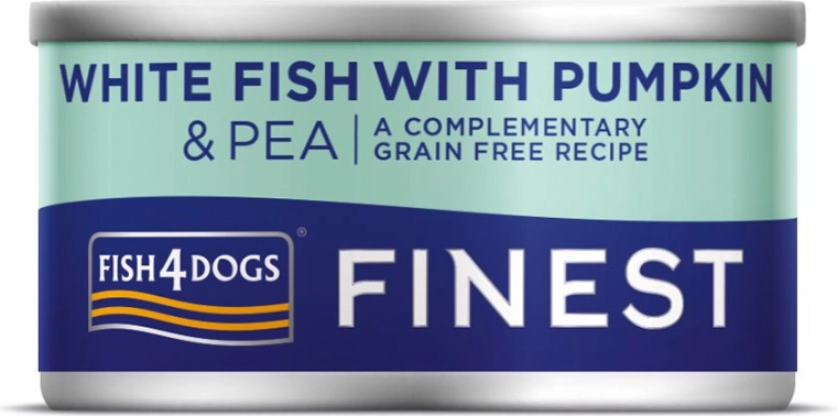 Conservă pentru câini din pește alb cu dovleac și mazăre 85 g