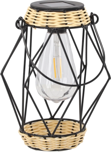 Sfeșnic felinar solar din metal 22 cm, negru, LED