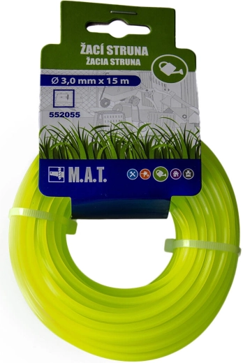 Fir de tuns din nylon 3,0 mm pătrat, 15 m, verde
