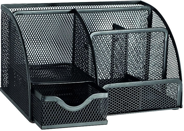 Organizator de birou din metal cu sertar, negru