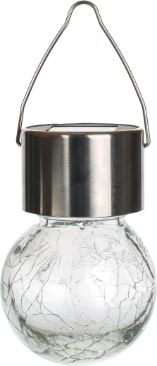 Lampă solară suspendată HANG din oțel inoxidabil și sticlă, transparentă, 1 LED