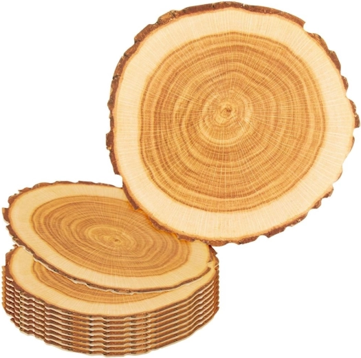 Set de suporturi pentru pahare 10 cm, 10 buc – suporturi ecologice din carton cu decor de lemn