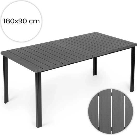 Masă de grădină MultiGarden 180 × 90 cm, blat gri cu decor de lemn