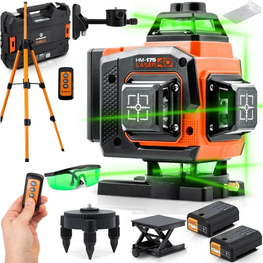 Laser în cruce Humberg 4D cu 16 linii, autonivelare, valiză și accesorii