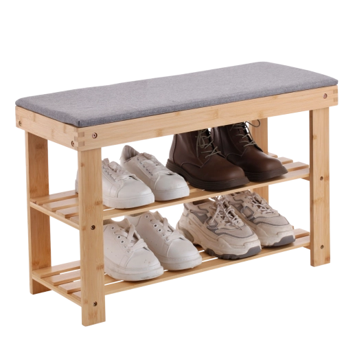 Bancă din bambus cu poliță pentru pantofi 70 × 28 × 45 cm - 1 bucată