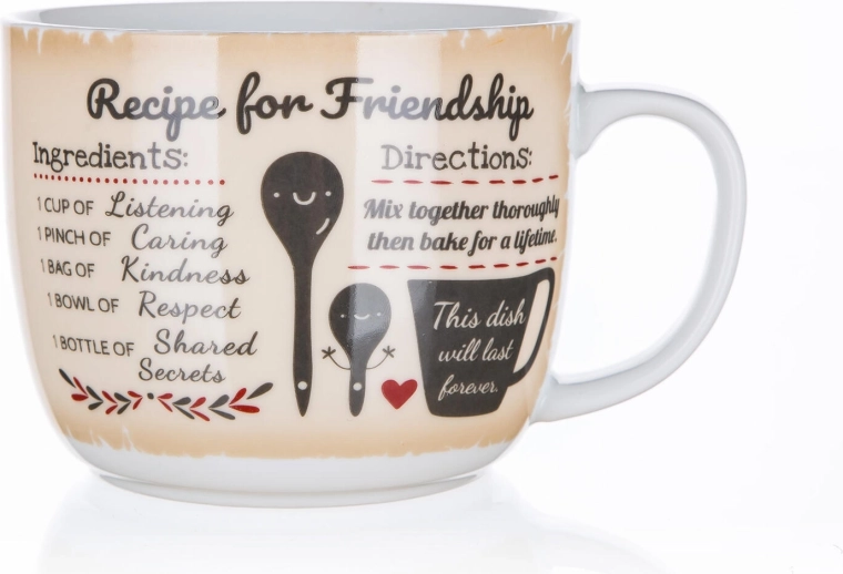 Cană pentru supă RECIPE FOR FRIENDSHIP 730 ml ceramică