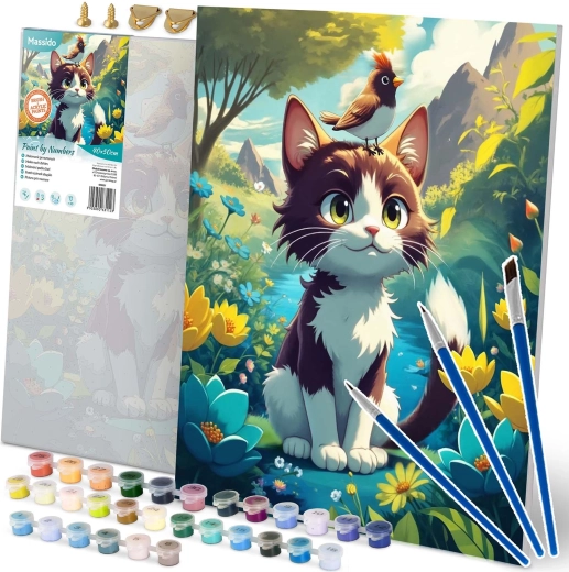 Pictură după numere 40×50 cm – pisoiaș pe pânză MASSIDO