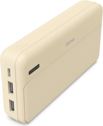 Powerbank 20.000 mAh cu 2× USB-A, culoare nisipie