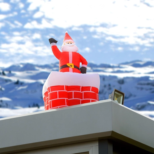 Moș Crăciun gonflabil în coș de fum cu iluminare LED 160 cm