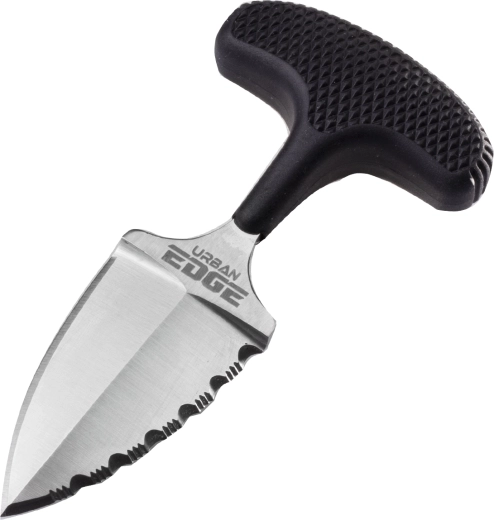 Pumnal de împingere Cold Steel Urban Edge 50/50, lamă de 6,4 cm, negru, Kray-Ex, teacă Secure-Ex