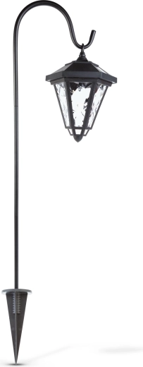 Felinar LED solar cu țăruș, 80 cm, negru, cu lumină albă rece