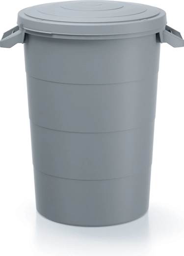 Recipient din plastic cu mânere Smooth 80 l, gri deschis