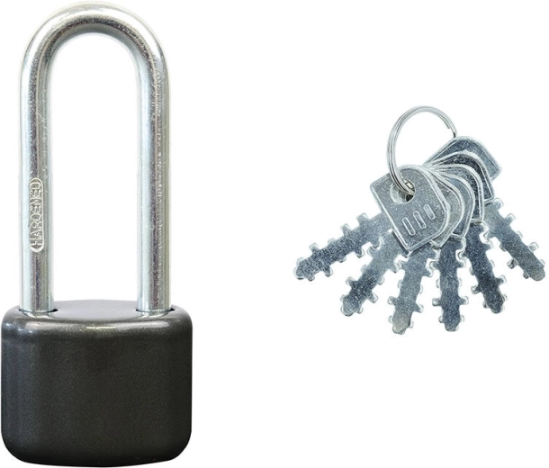 Lacăt cu arc prelungit, din oțel, 6 chei