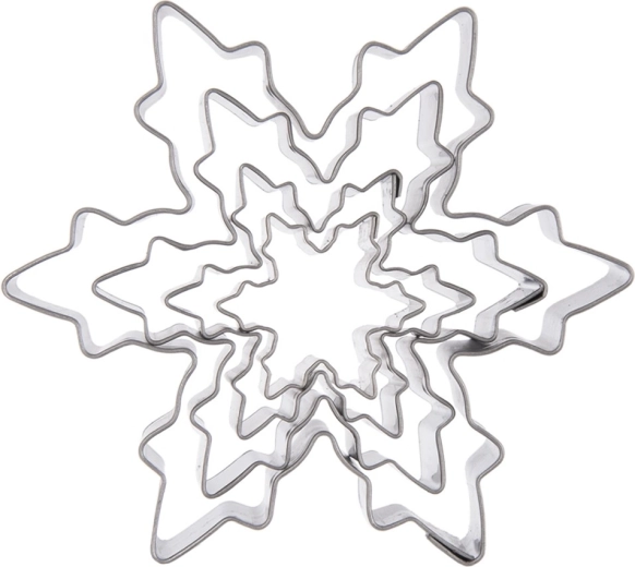Set de forme tăietoare din oțel pentru fulgi de zăpadă, 4 bucăți