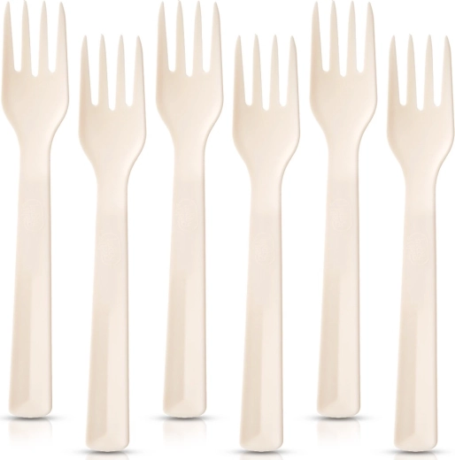 Furculițe de masă din plastic crem SANDY 18 cm, 6 buc