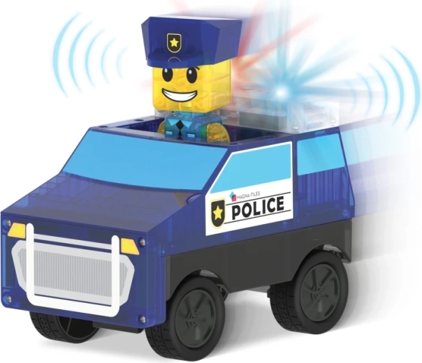2 figurine și vehicul de poliție cu mecanism pull-back în pachet