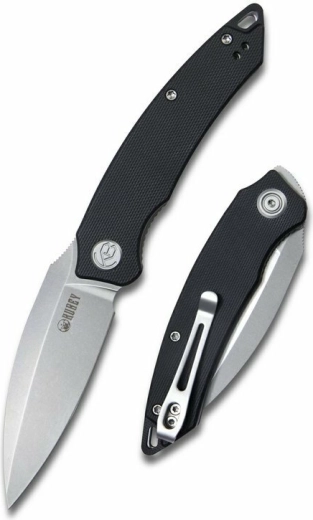 Kubey Leaf cuțit de buzunar pliabil 7,6 cm, AUS-10, G10 negru - 1 bucată