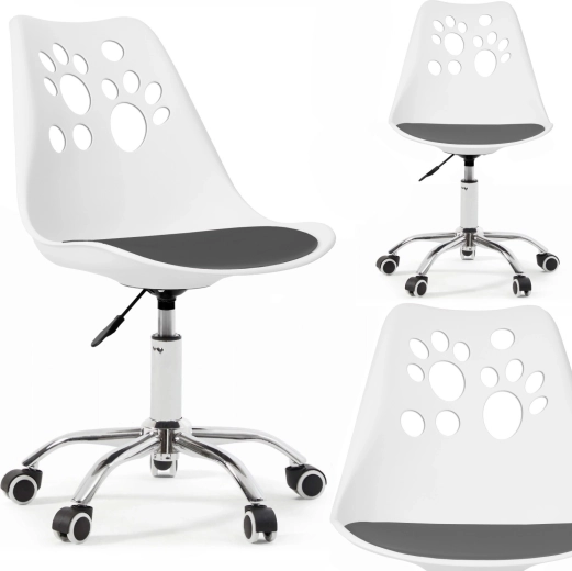 Scaun de birou rotativ ergonomic pentru copii Bauerkraft alb-gri
