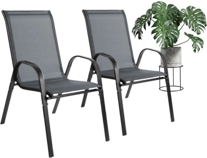 Set de 2 scaune moderne de grădină din metal, grafit