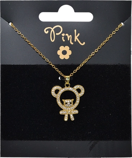 Lanțișor placat cu aur cu pandantiv ursuleț cu cristale