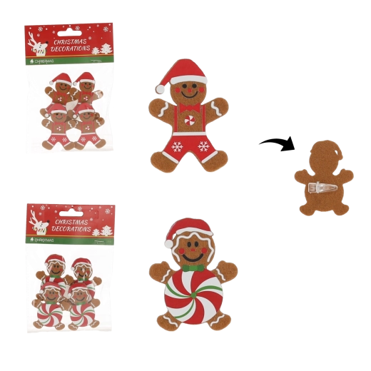 Set de decorațiuni din turtă dulce cu cleme 4,5 × 6,5 cm, 4 buc.