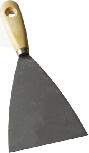 Spatulă din oțel inoxidabil, tip pană, 100 mm, cu mâner din lemn