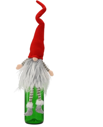 Spiriduș decorativ de Crăciun – husă pentru sticla de vin