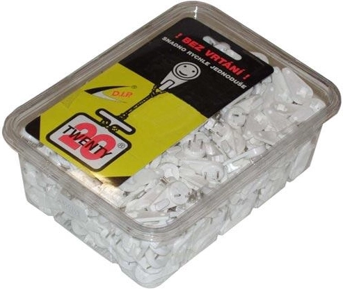 Cârlig universal TWENTY, alb, plastic, 400 buc