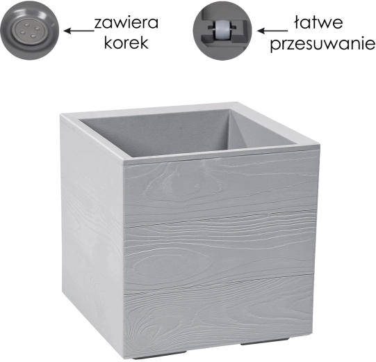 Ghiveci Lamela Karo 30 × 30 × 30 cm, gri