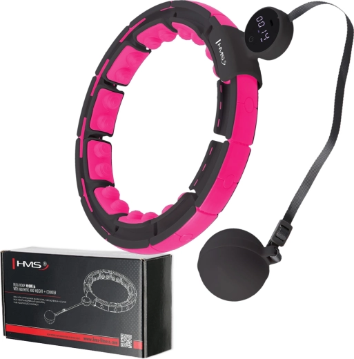 Hula hoop de masaj cu greutate, magneți și contor – negru