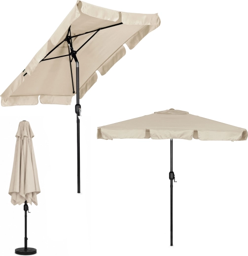 MultiGarden umbrelă de grădină mare dreptunghiulară cu manivelă și înclinare, bej 200 × 130 cm