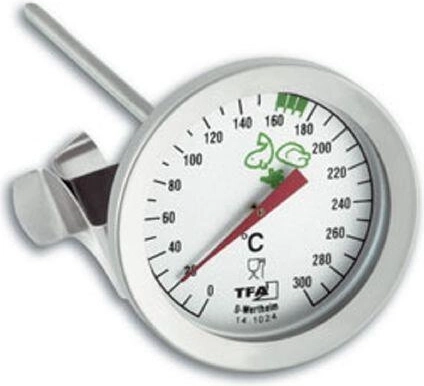 Termometru alimentar din inox cu sondă, până la 300 °C, cu clemă