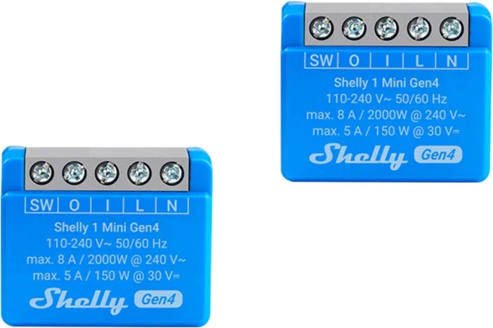 Set mini actuatoare releu Shelly 1 Mini Gen4 (2 buc) cu Zigbee și Matter